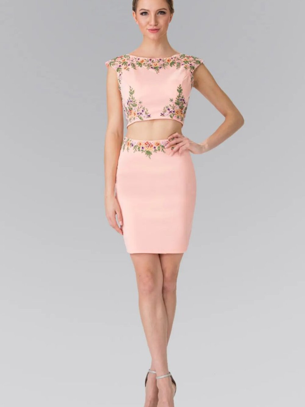 NEW PEACH Cocktail Dress Formal Elegant Stunning GS1439